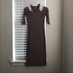 Pink, grey, and black maxi mid sleeve dress